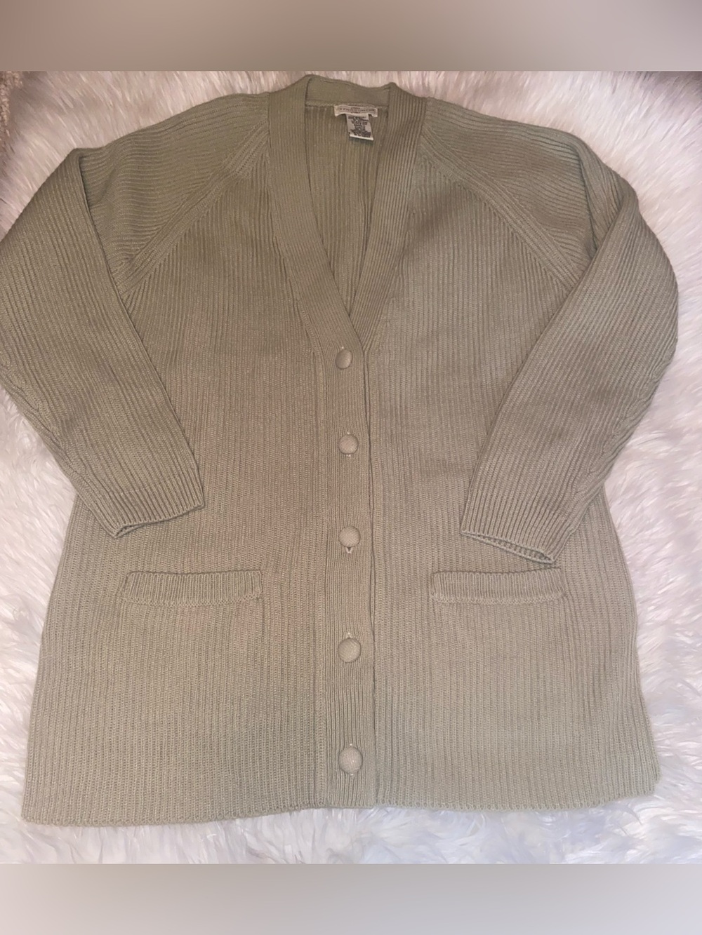Vintage Y2K Yarnworks Tan Ribbed Knit Cardigan- Ladies Small